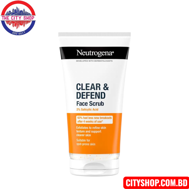 Neutrogena Clear & Defend 2% Salicylic Acid Face Scrub-150ml
